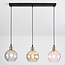 Pendant light with various coloured glass, 3-bulb - Lotte