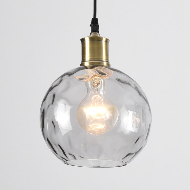 3-light pendant light Lotte with three coloured glass globes