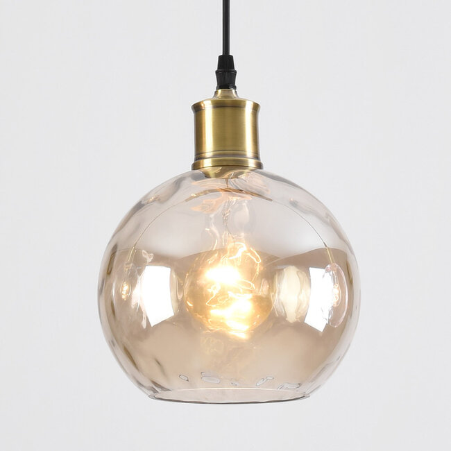 3-light pendant light Lotte with three coloured glass globes