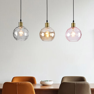 Pendant light with various coloured glass, 3-bulb - Lotte