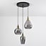 3-light pendant light Verona - black with uniform smoked glass