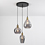 Black pendant lamp made of smooth smoked glass, 3-light - Verona