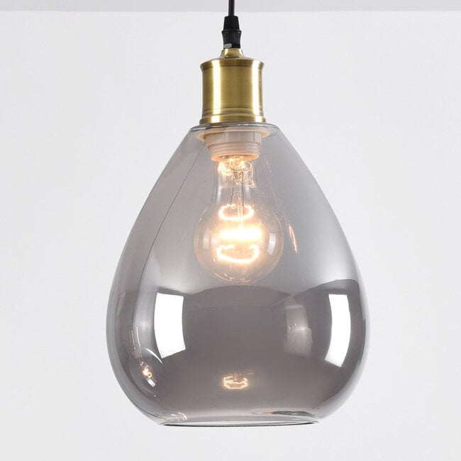3-light pendant light Verona - black with uniform smoked glass