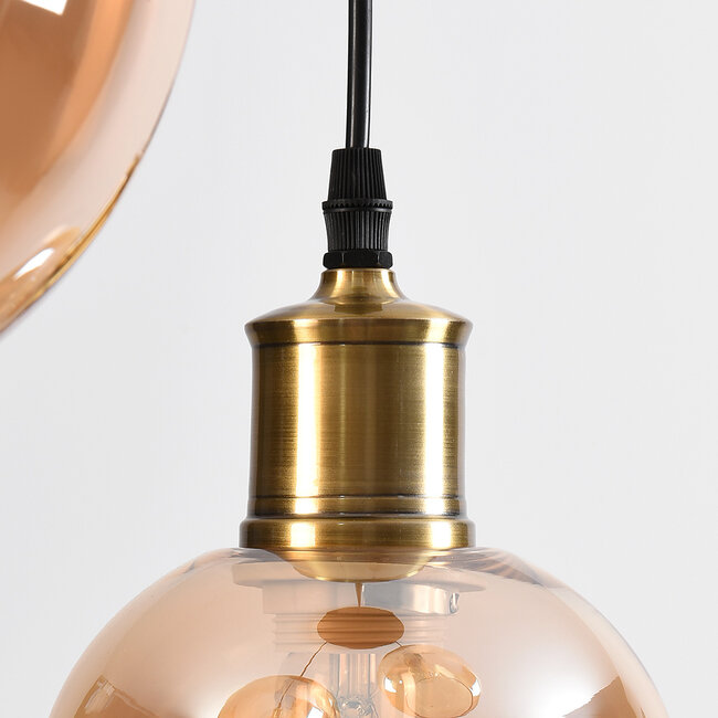 3-light pendant light Verona - amber glass and metal