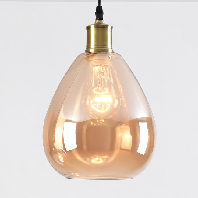 Designer pendant lamp with smooth Amber glass - Verona