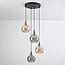 4-light pendant light Livia - smoked and cognac glass