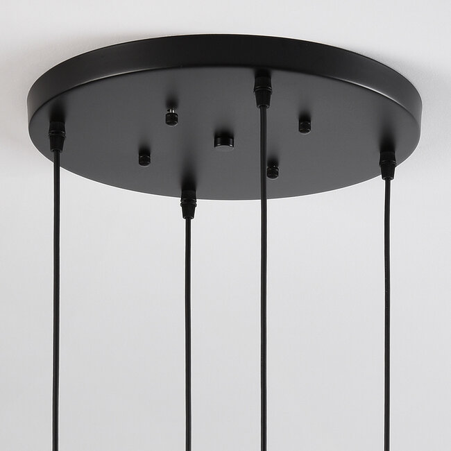 4-light pendant light Livia - smoked and cognac glass