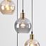 4-light pendant light Livia - smoked and cognac glass