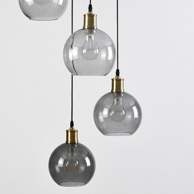 4-light pendant light Livia with glass globes