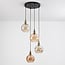 4-light pendant light Livia - amber and cognac glass