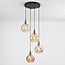 4-light pendant light Livia - amber and cognac glass