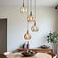 4-light pendant light Livia - amber and cognac glass
