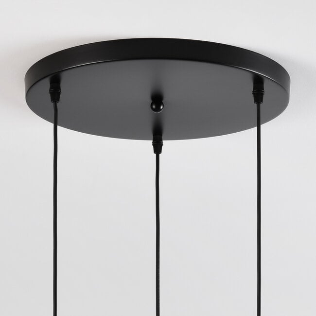 3-light pendant light Verona with curved glass - amber, light pink and light grey