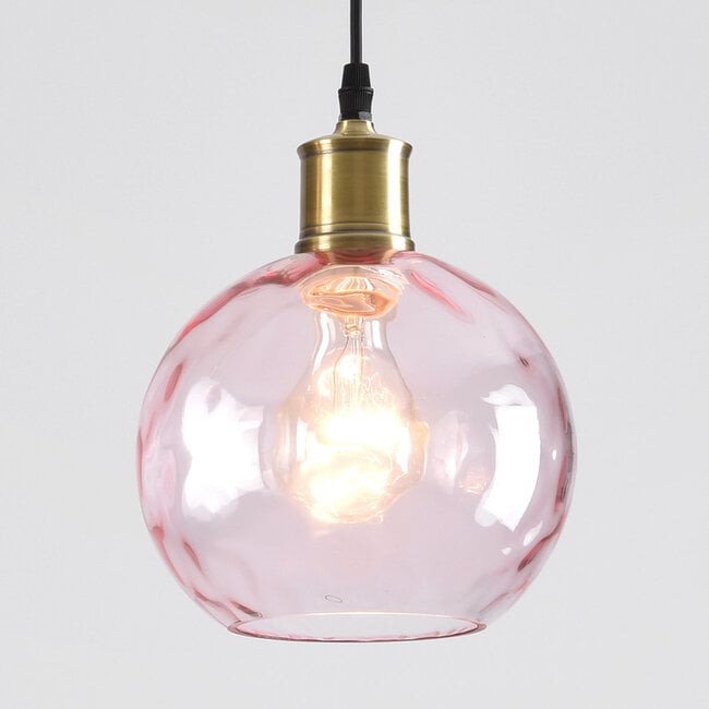 3-light pendant light Verona with curved glass - amber, light pink and light grey