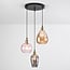 3-light pendant light Verona with curved glass - amber, light pink and light grey