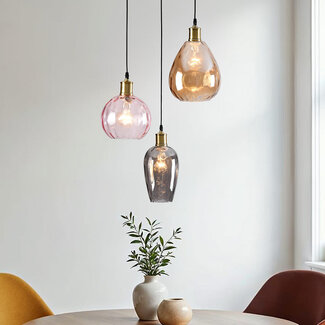 Pendant light with various textured coloured glass - Verona