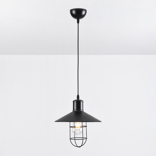 Industrial pendant lamp Kiev in black steel