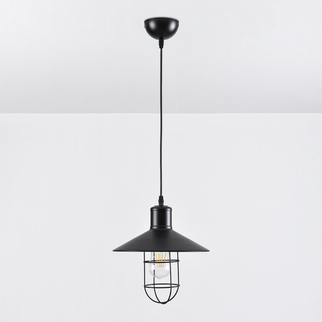 Industrial pendant lamp Kiev in black steel