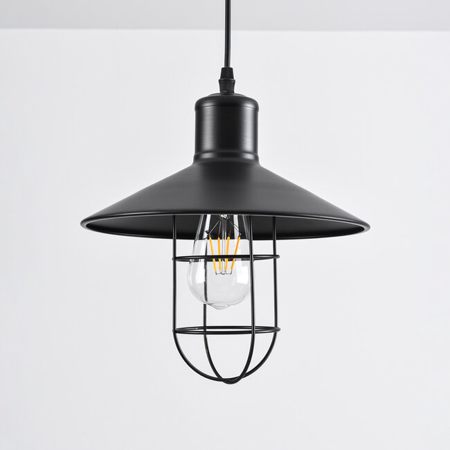Industrial pendant lamp Kiev in black steel