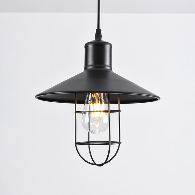 Industrial pendant lamp Kiev in black steel