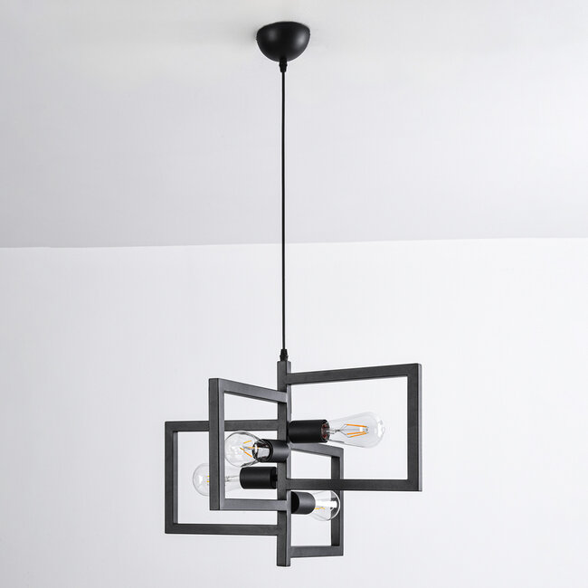 Industrial hanging lamp in the shape of a metal construction with 4 lamps - Madrid