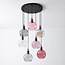 Pendant light with coloured glass, 7-bulb - Liya