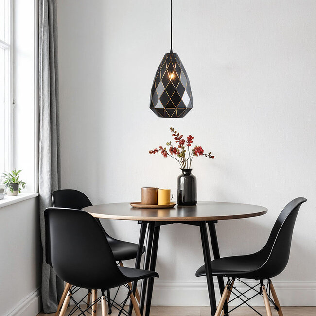 Designer pendant lamp Jupiter in glossy black
