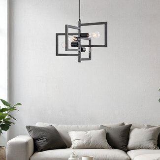 Industrial hanging lamp in the shape of a metal construction with 4 lamps - Madrid