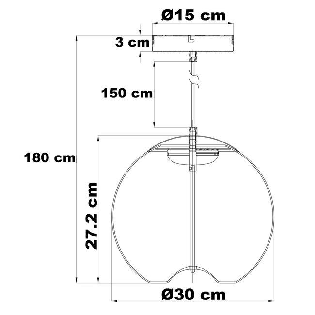 Pendant light with smoked glass Vajen - 3-step dimmable