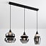 3-light pendant light Sofie in smoked glass - black