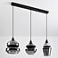 3-light pendant light Sofie in smoked glass - black