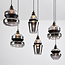 6-light pendant light Bellano in smoked glass - black