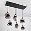 6-light pendant light Bellano in smoked glass - black
