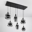 6-light pendant light Bellano in smoked glass - black
