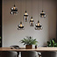 6-light pendant light Bellano in smoked glass - black
