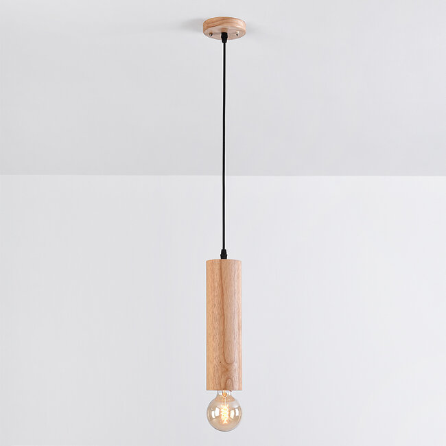 Minimalist pendant light Toby in oak wood