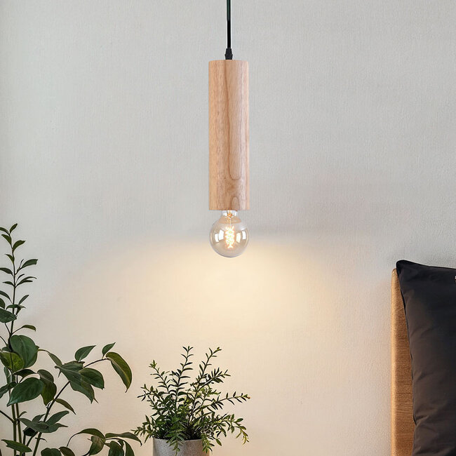Minimalist pendant light Toby in oak wood