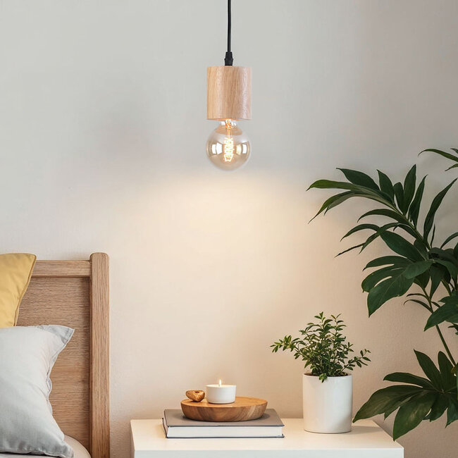 Wooden pendant light, 1-bulb - Toby