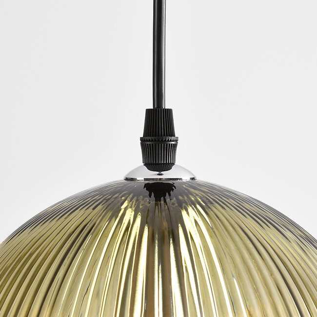pendant light Dylan in ribbed glass - green