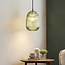 1-bulb pendant light with ribbed green glass - Dylan