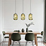 Pendant light with ribbed green glass, 3-bulb - Elisa