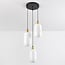 3-light pendant light Laura in opal glass - black and gold