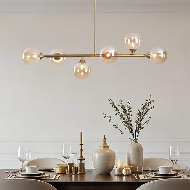Aster pendant lamp - Gold with Amber glass