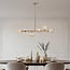 6-light pendant light Aster - gold with amber glass globes