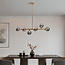 6-light pendant light Aster - gold with smoked glass globes