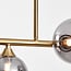 6-light pendant light Aster - gold with smoked glass globes