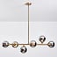 6-light pendant light Aster - gold with smoked mirrored glass
