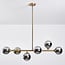 6-light pendant light Aster - gold with smoked mirrored glass