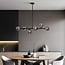6-light design ceiling light Aster in smoked glass - black