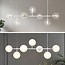 Designer pendant lamp with white frame and opal white or transparent glass - Hepta